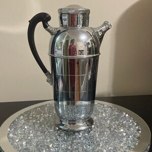 Vintage Art Deco Krome-Kraft Farber Bros NY Hammered Chrome Cocktail Pitcher
